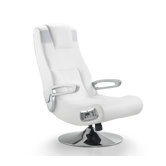 musicrocker Soundsessel klappbar "Comfort" in Wei&szlig; / Silber / Chrom