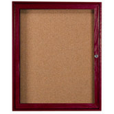 Enclosed Bulletin Board with Red Oak Frame