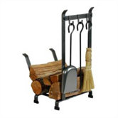 Country Home 3 Piece Steel Fireplace Tool Set with Log Rack