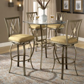 Brookside Bar Height Glass Bistro Table with Diamond Back Swivel Bar Stools
