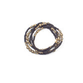 Pyrite and Black Seed Beaded Bracelet