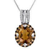 Sterling Silver Round Cut Genuine Diamond with Rhodium Pendant