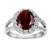 Sterling Silver Oval Cut Genuine Garnet and Topaz Ring