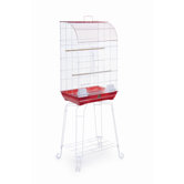 Curved Front Bird Cage in Red / White