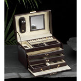 Four Level Jewelry Box in Brown Leather