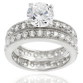 Sterling Silver Round Cut Cubic Zirconia Engagement Ring