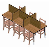 Rectangular Laminate Study Carrel Desk with 6 Carrels