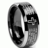 Lord's Prayer Tungsten Comfort Fit Wedding Band
