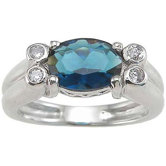 .925 Sterling Silver Oval Cut Sapphire Anniversary Ring
