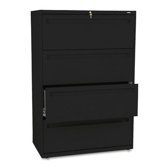 700 Series Four-Drawer Lateral File, 36w x 19-1/4d, Black