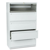 700 Series Five-Drwr Lateral File w/roll-Out & Posting Shelves, 42w, Lt GY