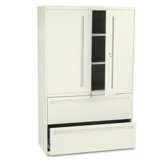700 Series Lateral File with Storage Cabinet, 42w x 19-1/4d, Putty