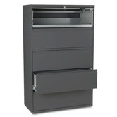 800 Series Five-Drawer Lateral File w/roll-Out Shelf, 42w, Charcoal