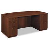 Park Avenue Laminate Bow Front Executive Desk with Double Pedestal
