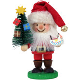 Santa with Tree in Painted Finish Ornament