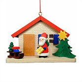 Santa by House Ornament