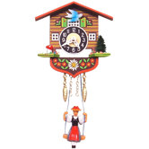 Battery Operated Chalet Clock with Swinging Girls