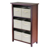 Verona Storage Shelf with 6 Foldable Beige Fabric Baskets