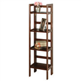 Basics 51" H Antique Walnut Folding Four Tier Bookshelf