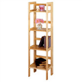 Basics 51" H Beechwood Folding Four Tier Bookshelf