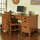 Arts and Crafts Pedestal Computer Desk with 2 Drawers on Computer Desk