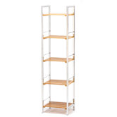 Chrome and Bamboo Slatted Shelves