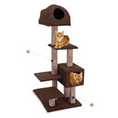 15.5" Dual Hide-Away and Lounge Tower with Bamboo Rubbing Post Cat Tree