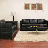 Baxton Studio Rohn Modern Leather Loveseat and Sofa Set