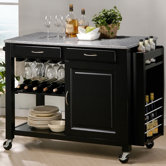 Baxton Studio Phoenix Modern Kitchen Island with Granite Top