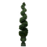 7' Silk Spiral Topiary with Decorative Planter