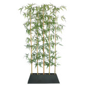 8' Silk Bamboo Tree Screen with Contemporary Wood Planter