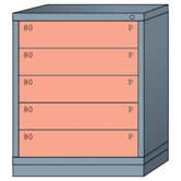 Mid-Range Standard Cabinet with 5 Drawers: 30" W x 28 1/4" D x 37 3/16" H