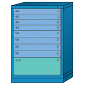Counter High Standard Cabinet with 9 Drawers: 30" W x 28 1/4" D x 44 1/4" H