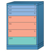 Counter High Standard Cabinet with 7 Drawers: 30" W x 28 1/4" D x 44 1/4" H