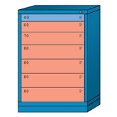 Counter High Standard Cabinet with 7 Drawers: 30" W x 28 1/4" D x 44 1/4" H