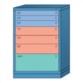 Counter High Standard Cabinet with 7 Drawers: 30" W x 28 1/4" D x 44 1/4" H