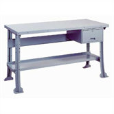 Work Bench with Stringer, Drawer, and Shelf: 60" W x 28" D