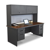 Pronto 72" Double File Computer Desk with Flipper Door Cabinet