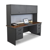 Pronto 72" Double File Computer Desk Credenza with Flipper Door Cabinet