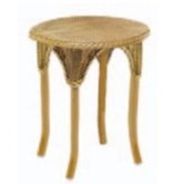 WickerLoom Round End Table with Glass Top