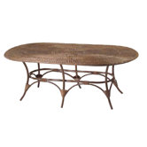 WickerLoom Oval Table with Glass Top