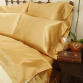 230 Thread Count Charmeuse II Satin Sheet Set in Gold