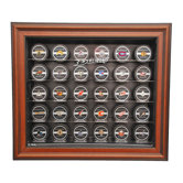 NHL Thirty Puck Cabinet Style Display Case in Brown