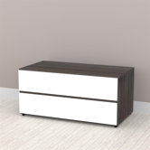 Allure 36" Storage Cabinet in White and Ebony with 2 Drawers
