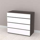 Allure 4 Drawer Dresser in White and Ebony
