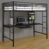 Twin Loft Bed and Workstation with Desk and Built-In Ladder