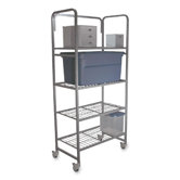 Mobile Shelving, 300 lb Max Capacity, 35"x20"x75-3/4", Silver