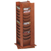 Photo Display Rack, 48 Pocket, 16-3/4"x16-3/4"x49-1/2, Medium Oak/Mahogany