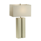Page Table Lamp in White Leather