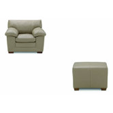 Lennox Leather Club Recliner and Ottoman